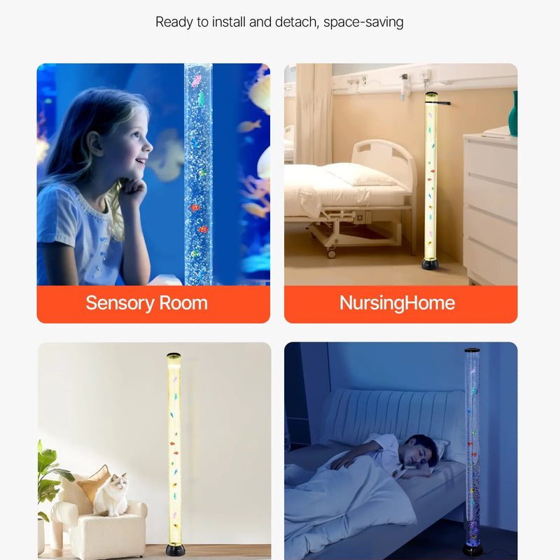 VEVOR burbuļu caurules lampa 150 cm, 16 krāsu sensorā akvārija lampa nomierināšanai un relaksācijai - ZEMLETES.LV