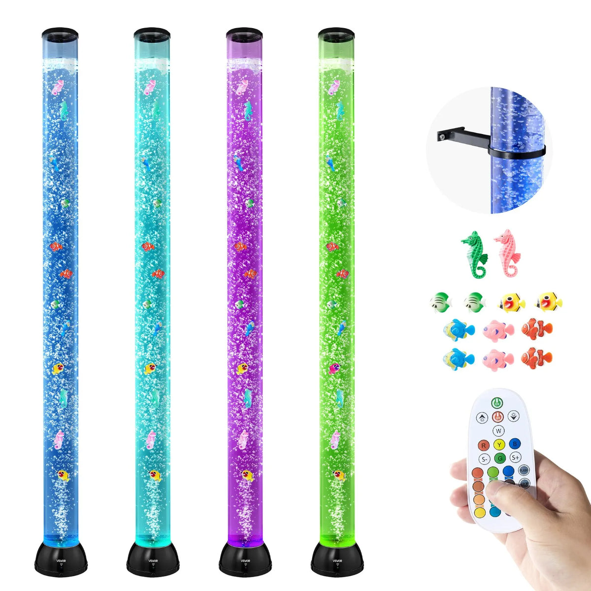 VEVOR burbuļu caurules lampa 150 cm, 16 krāsu sensorā akvārija lampa nomierināšanai un relaksācijai - ZEMLETES.LV