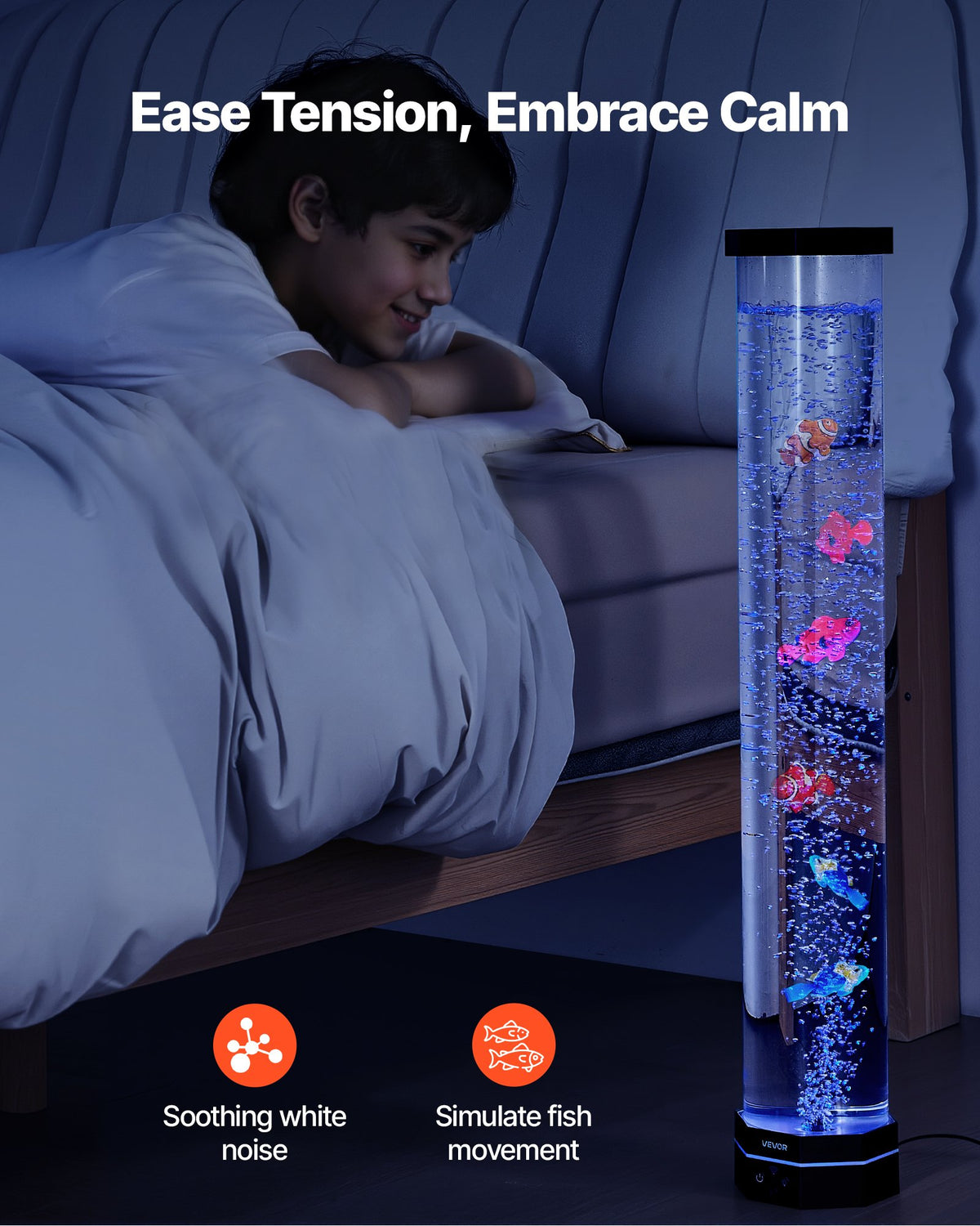VEVOR Burbuļu caurules lampa 16 krāsas 80 cm sensorā akvārija lampa nomierināšanai - ZEMLETES.LV