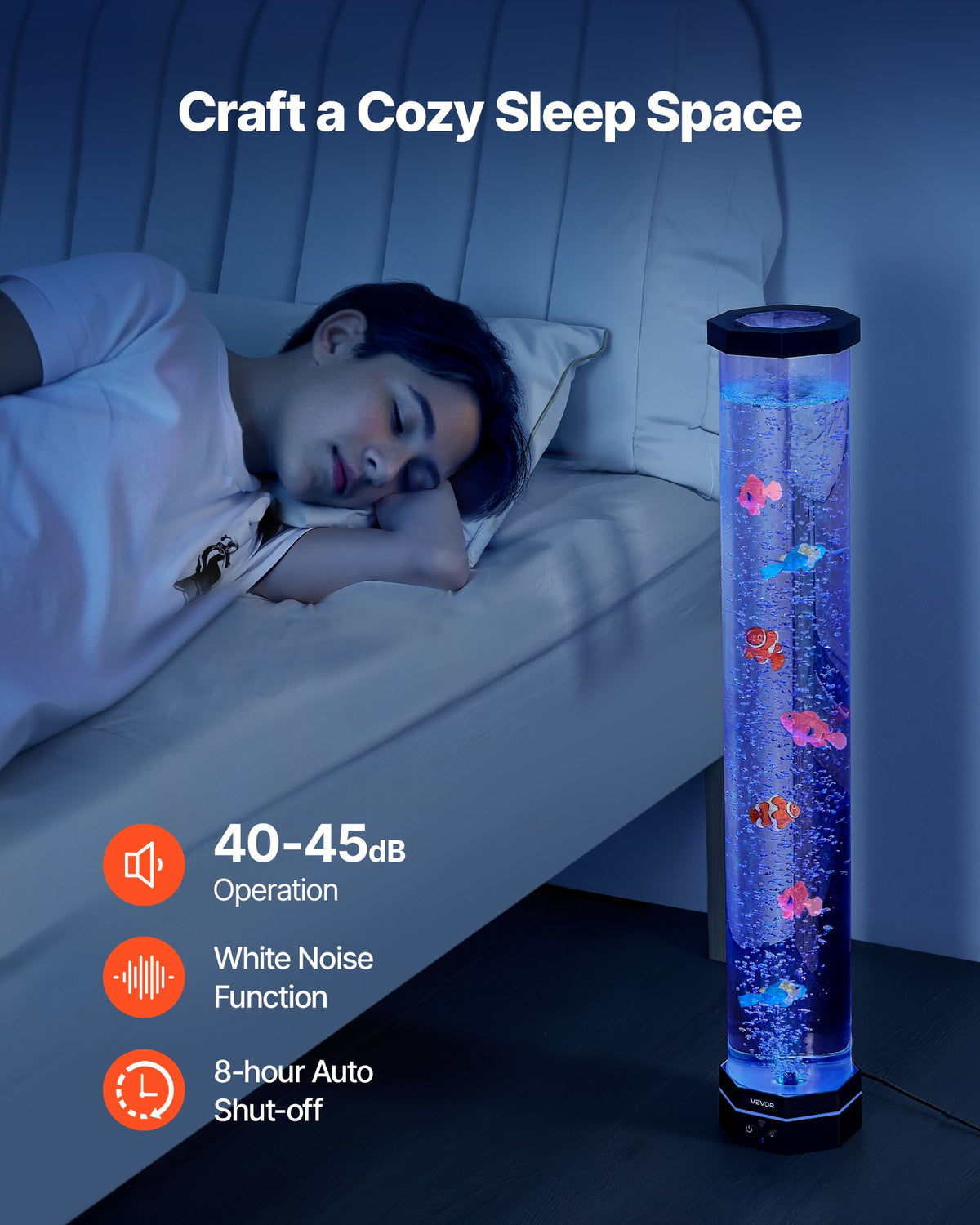 VEVOR Burbuļu caurules lampa 16 krāsas 80 cm sensorā akvārija lampa nomierināšanai - ZEMLETES.LV