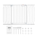 VEVOR bērnu drošības vārti, platums 75–130 cm, augstums 76 cm, pašnoslēdzoši, ar caurstaigājamu durvju mehānismu, piemēroti kāpnēm un durvju ailēm, ar spiediena un sienas stiprinājuma komplektu, balti - ZEMLETES.LV