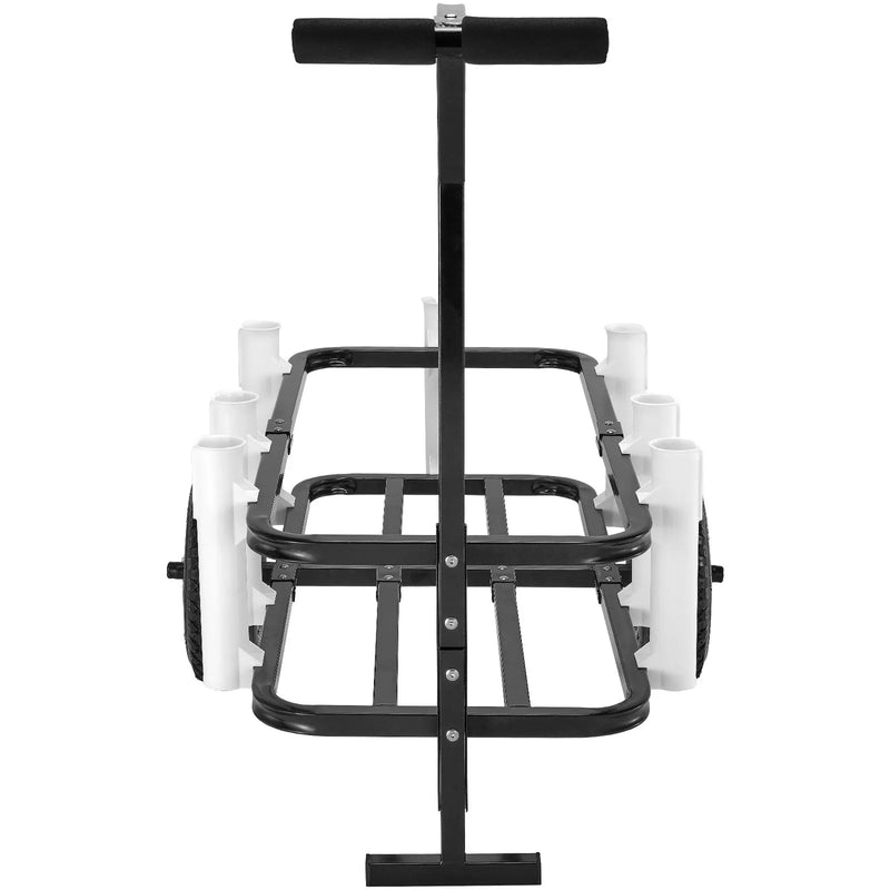 VEVOR pludmales makšķerēšanas ratiņi, kravnesība 91 kg, tērauda ratiņi ar 2 × 279 mm gumijas balona tipa riteņiem smiltīm, ar 7 makšķeru turētājiem, piemēroti makšķerēšanai un piknikiem - ZEMLETES.LV