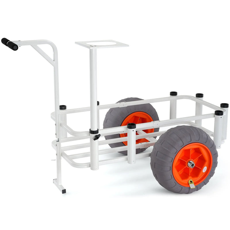 VEVOR pludmales makšķerēšanas ratiņi, kravnesība 159 kg, alumīnija transportēšanas ratiņi ar 2 × 406 mm PU balona tipa riteņiem smiltīm, ar 8 makšķeru turētājiem, piemēroti makšķerēšanai un piknikiem - ZEMLETES.LV