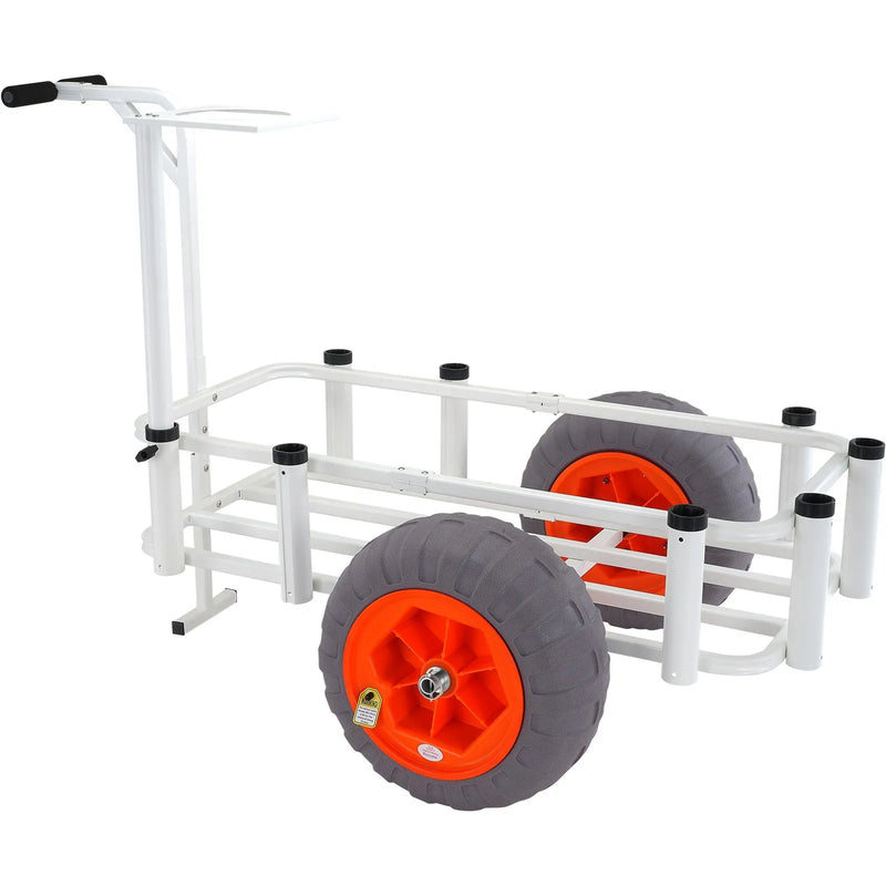VEVOR pludmales makšķerēšanas ratiņi, kravnesība 159 kg, alumīnija transportēšanas ratiņi ar 2 × 406 mm PU balona tipa riteņiem smiltīm, ar 8 makšķeru turētājiem, piemēroti makšķerēšanai un piknikiem - ZEMLETES.LV