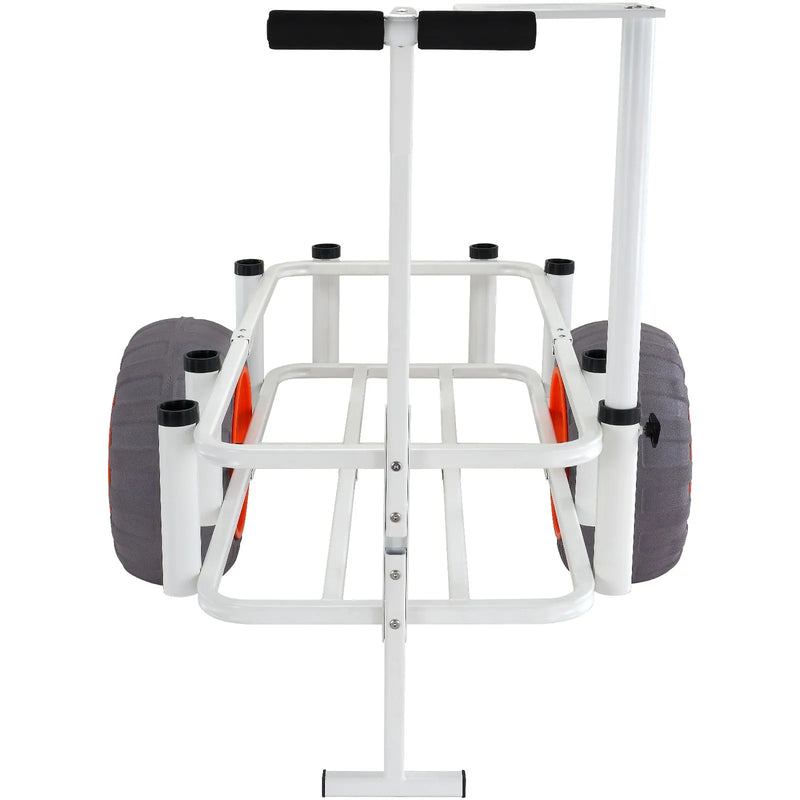 VEVOR pludmales makšķerēšanas ratiņi, kravnesība 159 kg, alumīnija transportēšanas ratiņi ar 2 × 406 mm PU balona tipa riteņiem smiltīm, ar 8 makšķeru turētājiem, piemēroti makšķerēšanai un piknikiem - ZEMLETES.LV