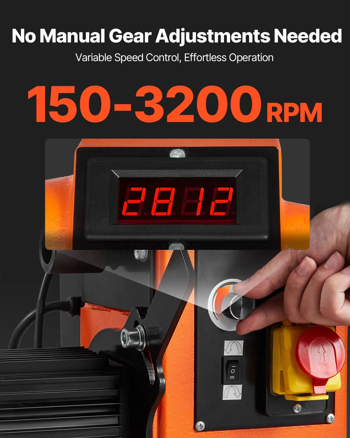 VEVOR puidutreipink 1500 W (2 hj), 0–3200 p/min, 457 × 1020 mm, harjadeta mootor, malmkorpus