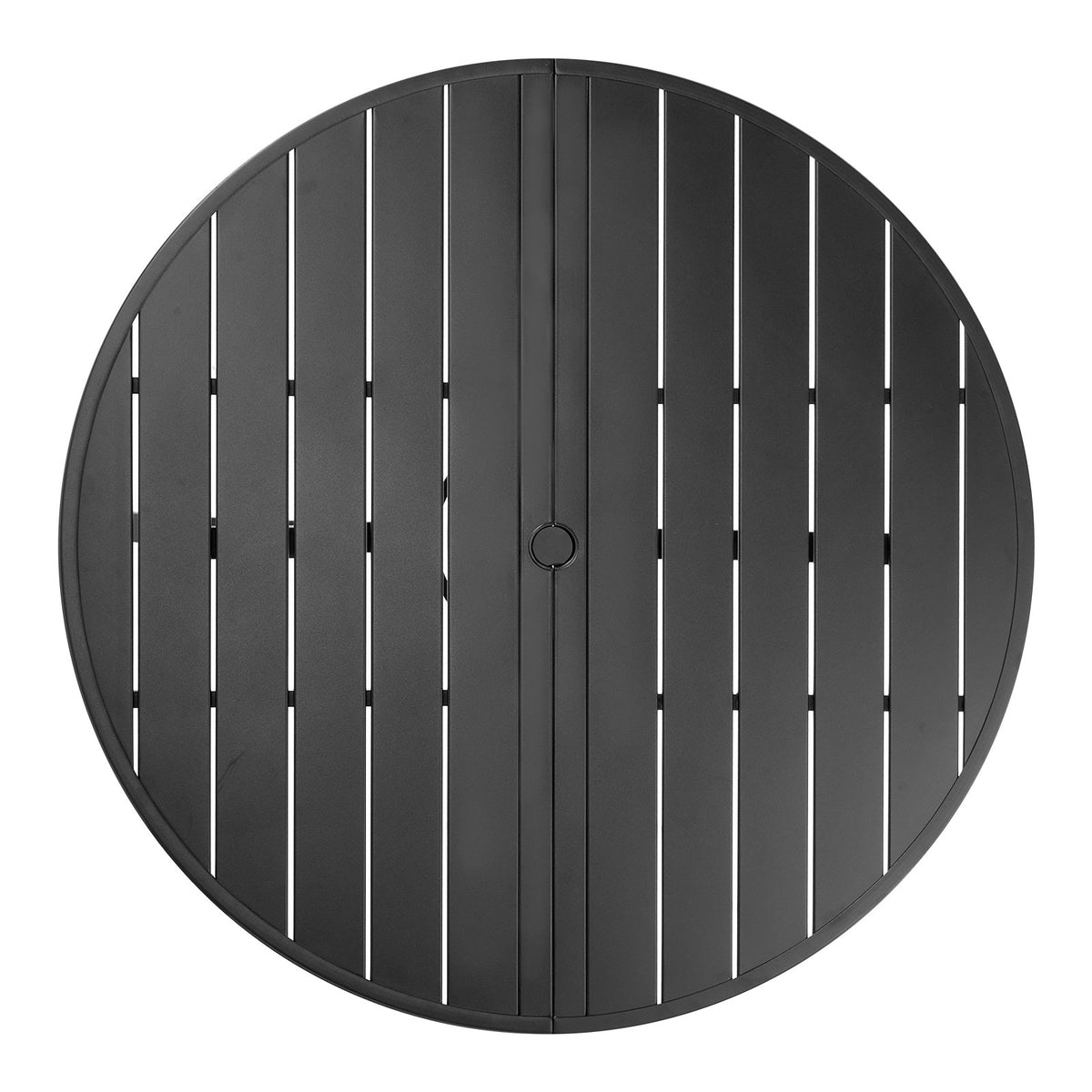 VEVOR Outdoor Patio Round Metal Steel Slat Dining Table Ø120 cm with 38 mm Umbrella Hole, Garden and Terrace, Black