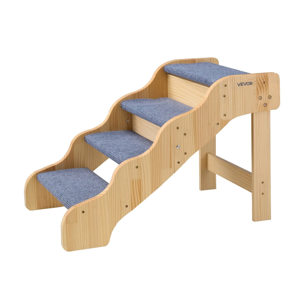 VEVOR koka mājdzīvnieku kāpnes, 4 pakāpieni, kravnesība 68 kg, neslīdoša virsma, stabilas, piemērotas gultām, dīvāniem un automašīnām, suņiem un kaķiem dažādos izmēros - ZEMLETES.LV
