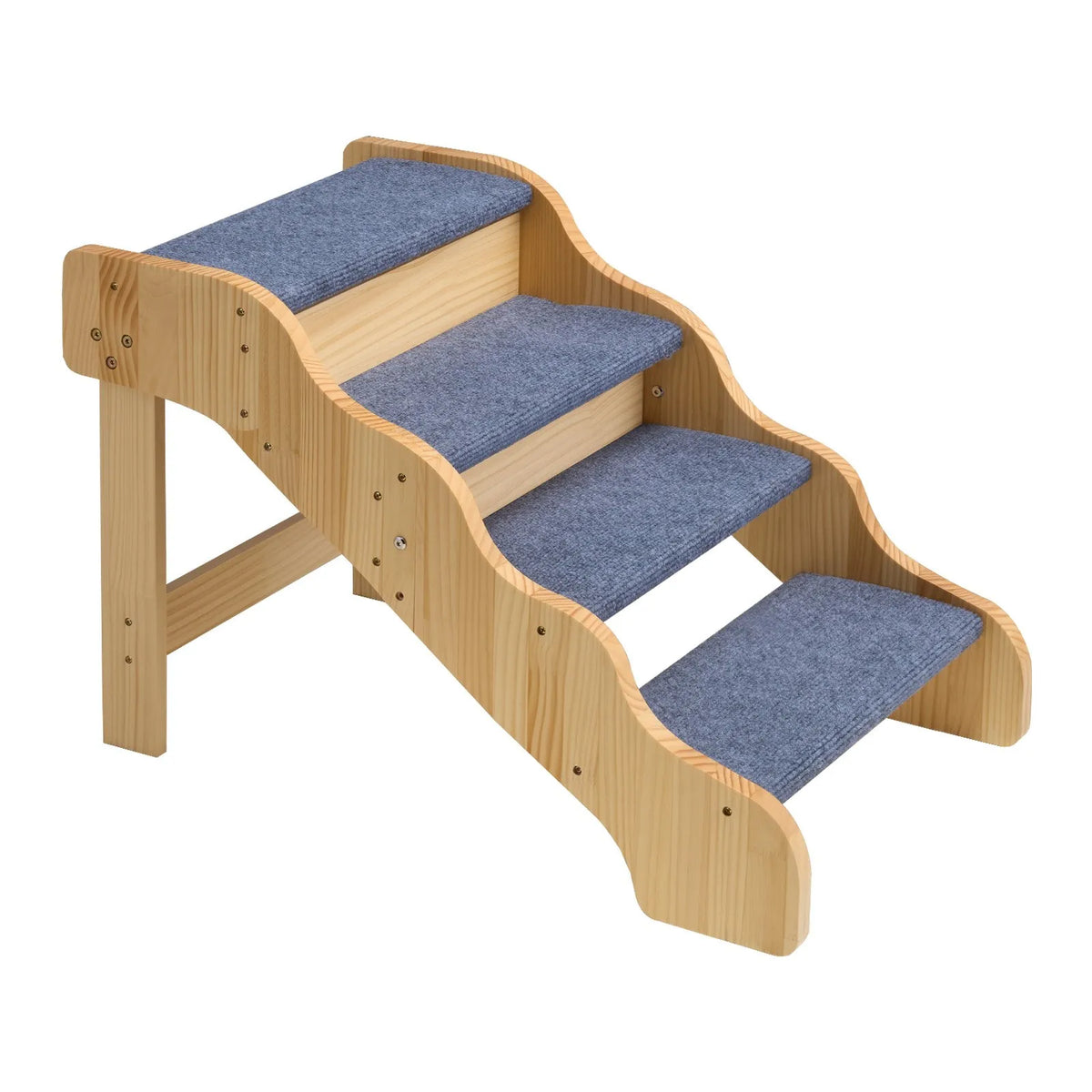 VEVOR koka mājdzīvnieku kāpnes, 4 pakāpieni, kravnesība 68 kg, neslīdoša virsma, stabilas, piemērotas gultām, dīvāniem un automašīnām, suņiem un kaķiem dažādos izmēros - ZEMLETES.LV