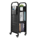 VEVOR pārvietojamais bibliotēkas grāmatu ratiņš līdz 100 kg, 320 x 350 x 935 mm ar vienpusējiem L veida plauktiem un 50,8 mm bloķējamiem riteņiem, piemērots mājām, birojam un skolai, melns - ZEMLETES.LV