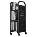 VEVOR pārvietojamais bibliotēkas grāmatu ratiņš līdz 100 kg, 320 x 350 x 935 mm ar vienpusējiem L veida plauktiem un 50,8 mm bloķējamiem riteņiem, piemērots mājām, birojam un skolai, melns - ZEMLETES.LV