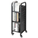 VEVOR pārvietojamais bibliotēkas grāmatu ratiņš līdz 100 kg, 320 x 350 x 935 mm ar vienpusējiem L veida plauktiem un 50,8 mm bloķējamiem riteņiem, piemērots mājām, birojam un skolai, melns - ZEMLETES.LV