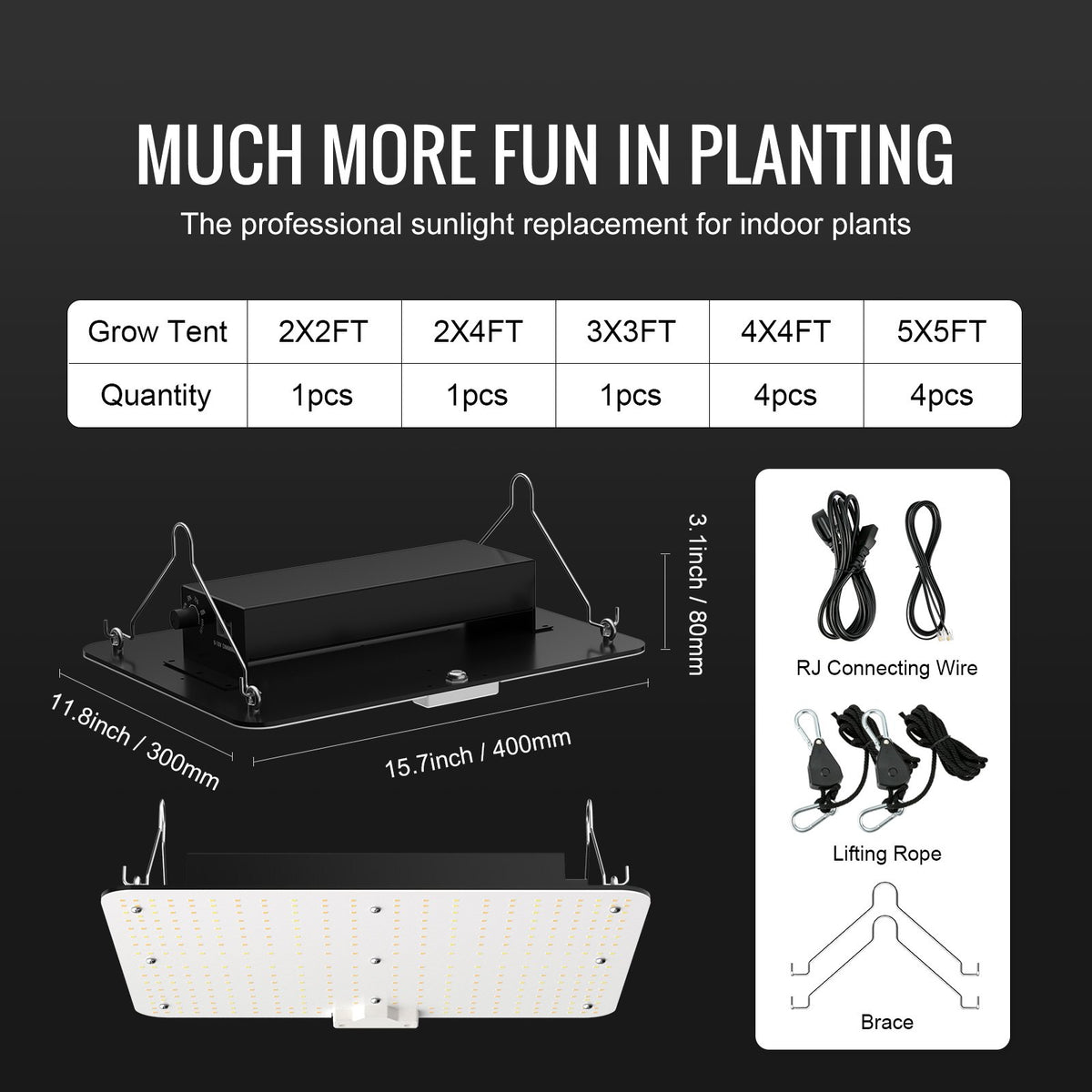 VEVOR LED augu audzēšanas lampa 150 W pilna spektra, dimmējama, Samsung 2B1B diodes, telpaugiem, stādiem, veģetācijai un ziedēšanai, ar Daisy Chain savienojumu, 91,4 x 91,4 cm audzēšanas teltij - ZEMLETES.LV