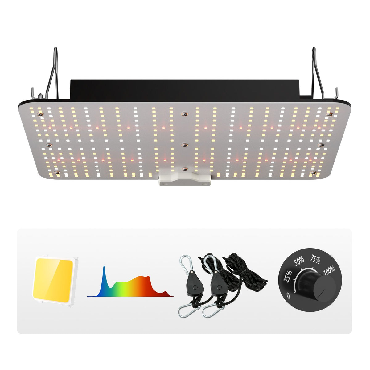 VEVOR LED augu audzēšanas lampa 150 W pilna spektra, dimmējama, Samsung 2B1B diodes, telpaugiem, stādiem, veģetācijai un ziedēšanai, ar Daisy Chain savienojumu, 91,4 x 91,4 cm audzēšanas teltij - ZEMLETES.LV