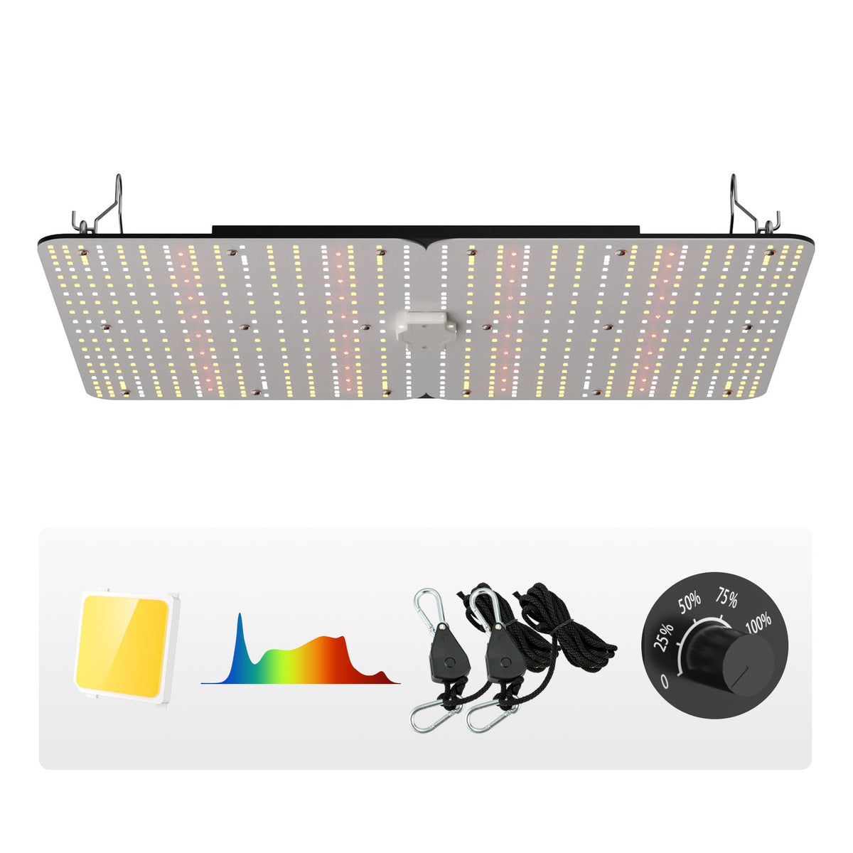 VEVOR LED augu audzēšanas lampa 300 W pilna spektra, dimmējama, Samsung 2B1B diodes, telpaugiem, stādiem, veģetācijai un ziedēšanai, ar Daisy Chain savienojumu, 91,4 x 91,4 / 121,9 x 121,9 cm audzēšanas teltij - ZEMLETES.LV