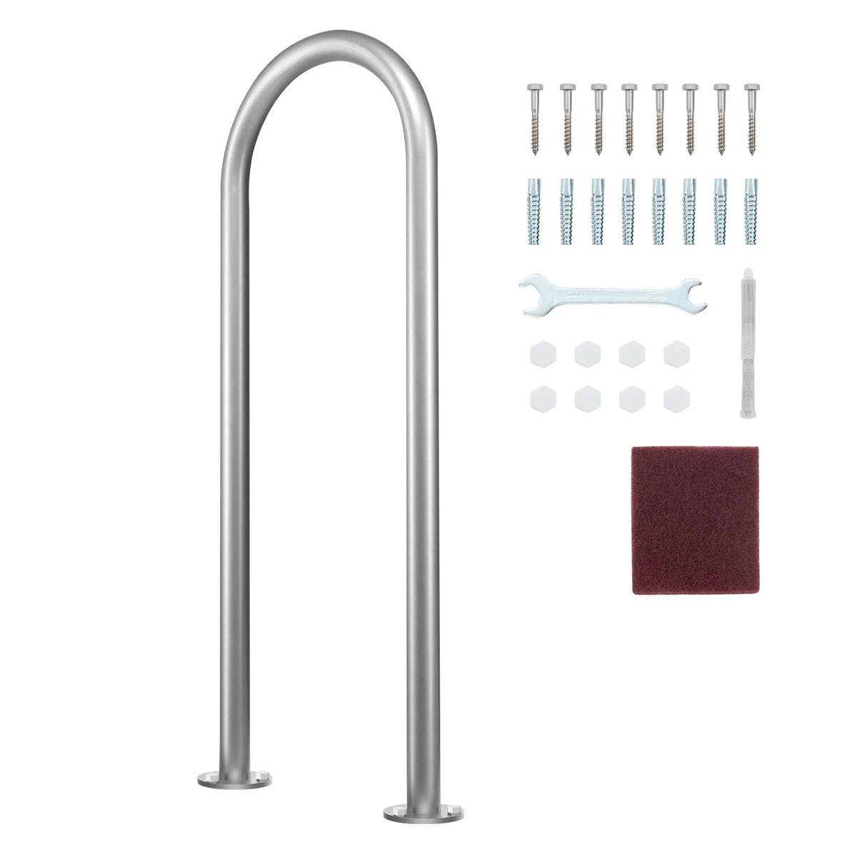 VEVOR Pool Handrails 91.4 × 33 cm, Aluminium Safety Handrails with Base Plate for Indoor and Outdoor Pools, Ergonomic Swimming Pool Safety Handrails for Terraces, Rust-Resistant Grip Handle with Accessories for SPA Zones and Docks