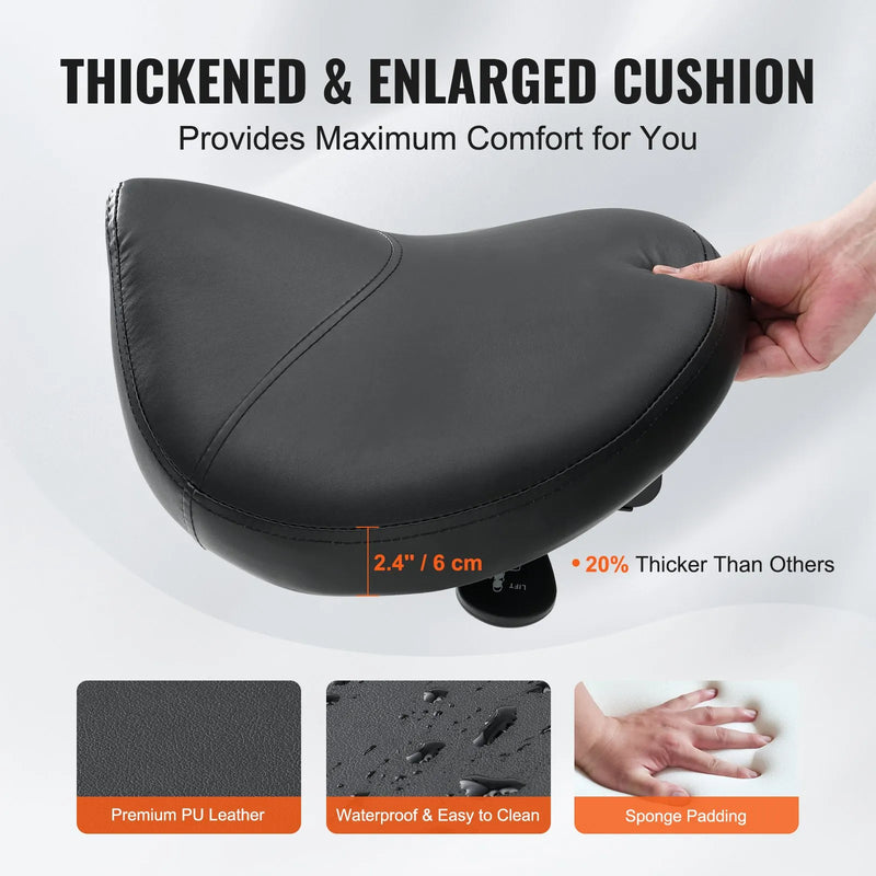 VEVOR seglu formas krēsls ar riteņiem, kravnesība 181,4 kg, ergonomisks regulējama augstuma krēsls ar biezu PU ādas sēdekli, 360° grozāms mobilais krēsls salonam, SPA, tetovēšanas studijai un klīnikai, melns