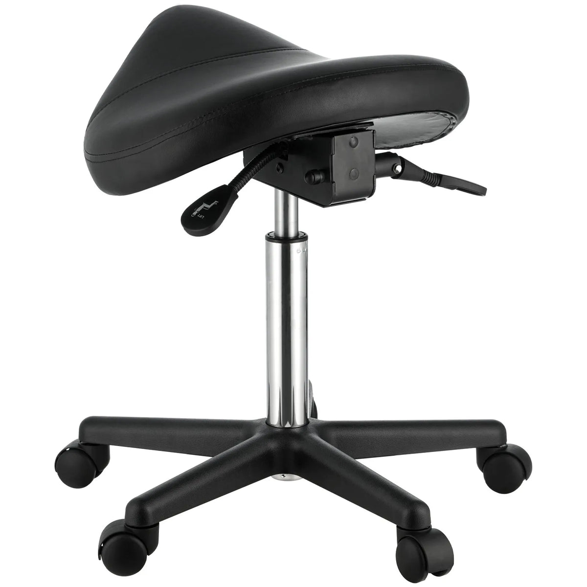 VEVOR sadultool ratastega, 181,4 kg, reguleeritav kõrgus, paks PU-nahast iste, must