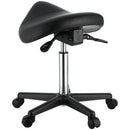 VEVOR seglu formas krēsls ar riteņiem, kravnesība 181,4 kg, ergonomisks regulējama augstuma krēsls ar biezu PU ādas sēdekli, 360° grozāms mobilais krēsls salonam, SPA, tetovēšanas studijai un klīnikai, melns