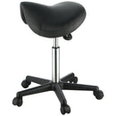 VEVOR seglu formas krēsls ar riteņiem, kravnesība 181,4 kg, ergonomisks regulējama augstuma krēsls ar biezu PU ādas sēdekli, 360° grozāms mobilais krēsls salonam, SPA, tetovēšanas studijai un klīnikai, melns