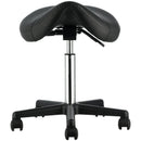 VEVOR seglu formas krēsls ar riteņiem, kravnesība 181,4 kg, ergonomisks regulējama augstuma krēsls ar biezu PU ādas sēdekli, 360° grozāms mobilais krēsls salonam, SPA, tetovēšanas studijai un klīnikai, melns