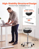 VEVOR seglu formas krēsls ar riteņiem, kravnesība 226,8 kg, regulējama augstuma ergonomisks krēsls ar PU ādas sēdekli, 360° grozāms mobilais krēsls salonam, SPA, bāram, mājām, medicīnas iestādēm un masāžai, melns