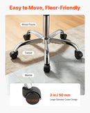 VEVOR seglu formas krēsls ar riteņiem, kravnesība 226,8 kg, regulējama augstuma ergonomisks krēsls ar PU ādas sēdekli, 360° grozāms mobilais krēsls salonam, SPA, bāram, mājām, medicīnas iestādēm un masāžai, melns