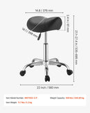 VEVOR seglu formas krēsls ar riteņiem, kravnesība 226,8 kg, regulējama augstuma ergonomisks krēsls ar PU ādas sēdekli, 360° grozāms mobilais krēsls salonam, SPA, bāram, mājām, medicīnas iestādēm un masāžai, melns