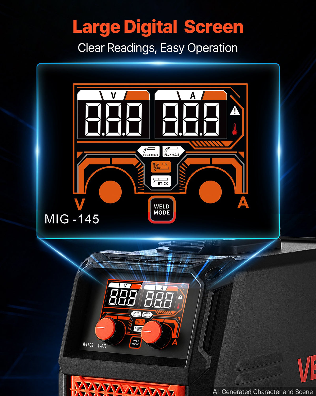 VEVOR 145 A 3-in-1 synergiska MIG metināšanas iekārta ar Lift TIG un IGBT invertoru