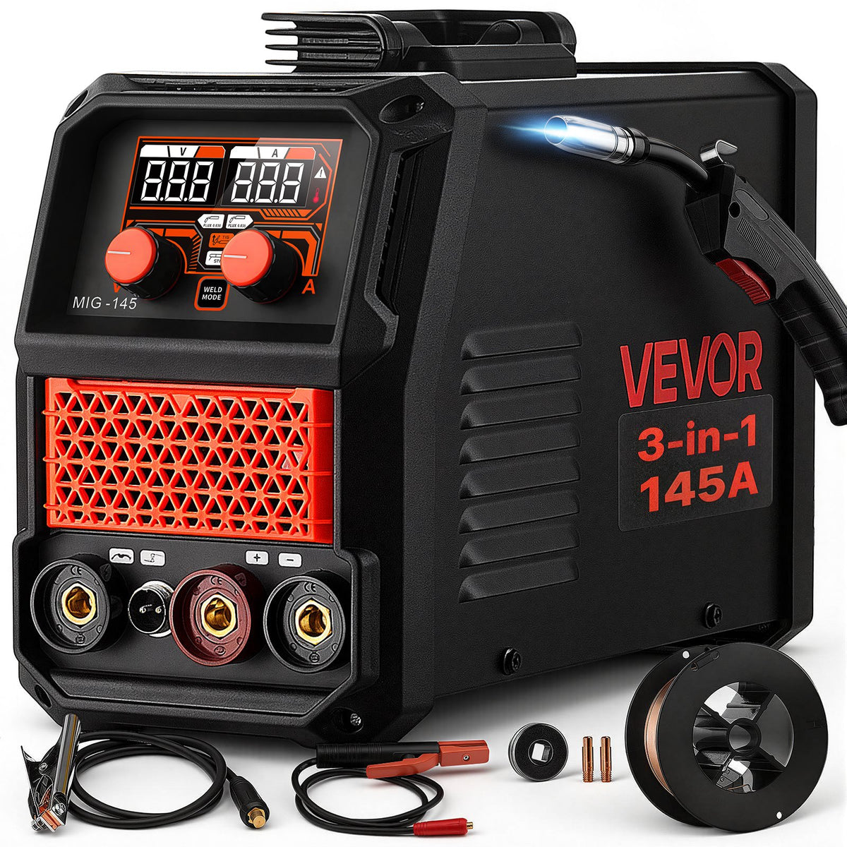 VEVOR 145 A 3-in-1 synergiska MIG metināšanas iekārta ar Lift TIG un IGBT invertoru