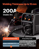 VEVOR MIG-200 200 A 4-in-1 synergiska metināšanas iekārta ar IGBT invertoru un LCD displeju