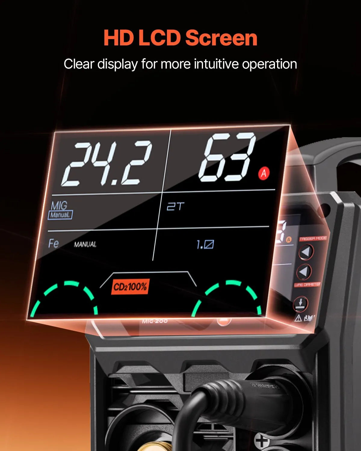 VEVOR MIG-200 200 A 4-in-1 synergiska metināšanas iekārta ar IGBT invertoru un LCD displeju