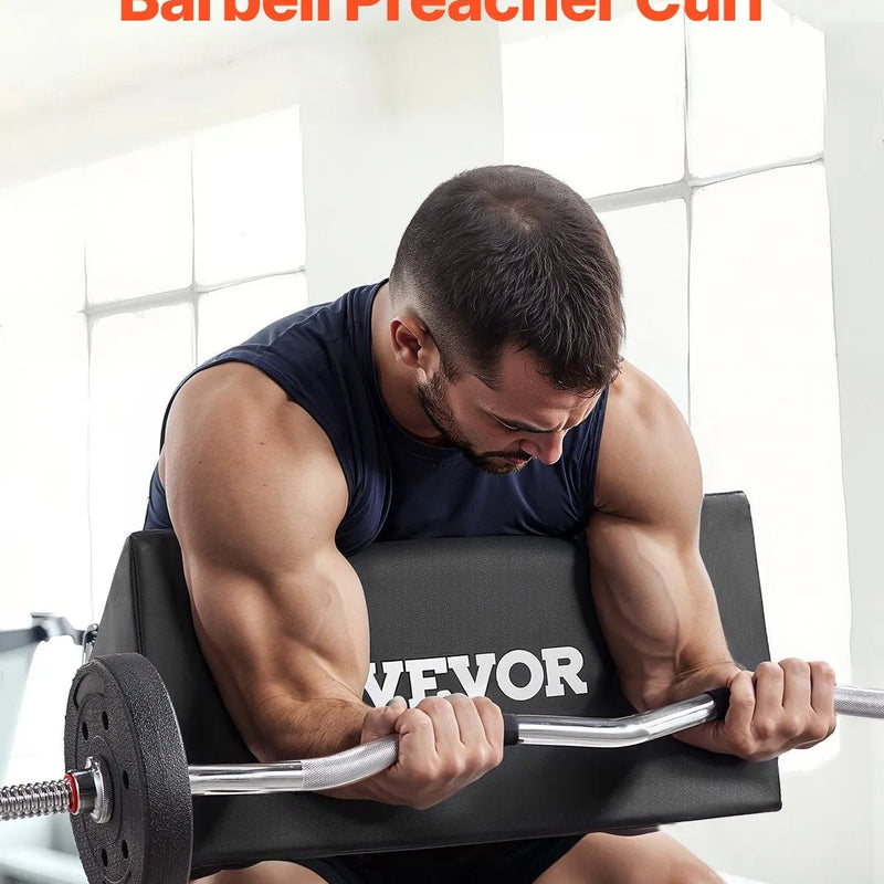 VEVOR bicepsu treniņu spilvens, portatīvs preacher tipa spilvens, kompakts bicepsu vingrinājumu atbalsts no augsta blīvuma EVA putām, piemērots stieņa un hanteles vingrinājumiem, mājas sporta zālei - ZEMLETES.LV