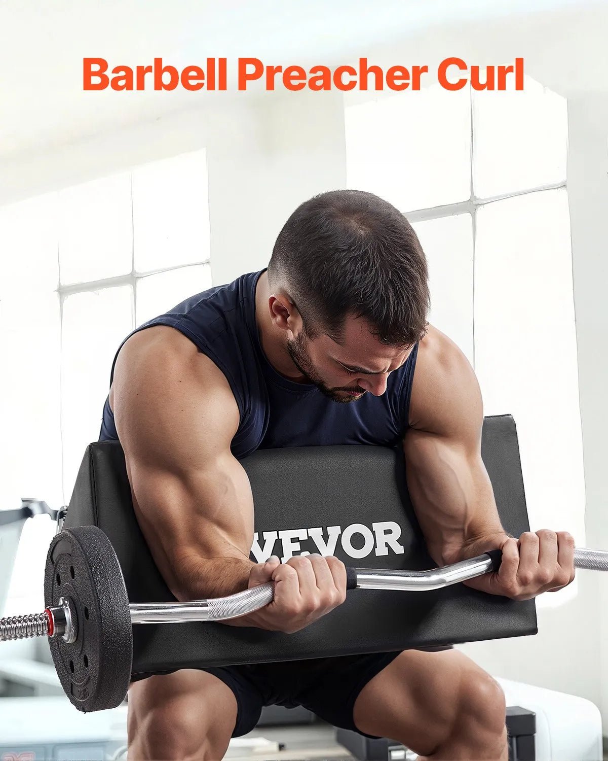 VEVOR bicepsu treniņu spilvens, portatīvs preacher tipa spilvens, kompakts bicepsu vingrinājumu atbalsts no augsta blīvuma EVA putām, piemērots stieņa un hanteles vingrinājumiem, mājas sporta zālei - ZEMLETES.LV