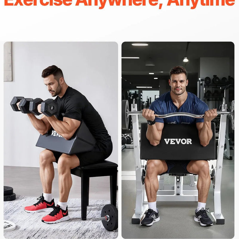 VEVOR bicepsu treniņu spilvens, portatīvs preacher tipa spilvens, kompakts bicepsu vingrinājumu atbalsts no augsta blīvuma EVA putām, piemērots stieņa un hanteles vingrinājumiem, mājas sporta zālei - ZEMLETES.LV