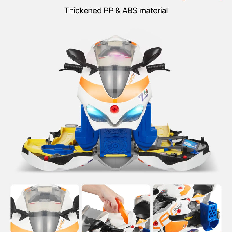VEVOR bērnu rotaļu motocikla dzinējs, 25 detaļas, motocikla mehāniķa komplekts ar noņemamām detaļām, gaismas un skaņas efektiem, simulētu braukšanu un sacīkšu trasi, bērniem no 3 gadu vecuma, dzeltens