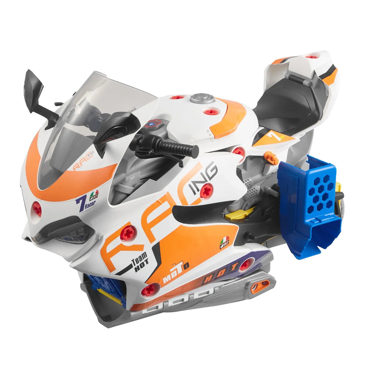 VEVOR Kids Motorcycle Engine 25 Pieces with Light, Sound and Racing Track, from 3 Years, Yellow