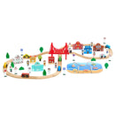 VEVOR Koka vilciena komplekts 113 gab. ar uzglabāšanas kasti, pilsētas tematikas dzelzceļa rotaļlieta bērniem 3–8 gadiem, savietojams ar populāriem zīmoliem, Ziemassvētku vai dzimšanas dienas dāvana zēniem un meitenēm