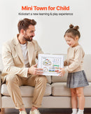 VEVOR Koka vilciena komplekts 70 gab. ar magnētisko celtni, koka dzelzceļa rotaļlieta bērniem 3–8 gadiem, būvniecības tematikas dzelzceļa komplekts, savietojams ar populāriem zīmoliem, Ziemassvētku vai dzimšanas dienas dāvana zēniem un meitenēm