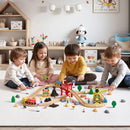 VEVOR Koka vilciena komplekts 70 gab. ar magnētisko celtni, koka dzelzceļa rotaļlieta bērniem 3–8 gadiem, būvniecības tematikas dzelzceļa komplekts, savietojams ar populāriem zīmoliem, Ziemassvētku vai dzimšanas dienas dāvana zēniem un meitenēm