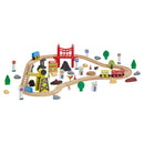 VEVOR Koka vilciena komplekts 70 gab. ar magnētisko celtni, koka dzelzceļa rotaļlieta bērniem 3–8 gadiem, būvniecības tematikas dzelzceļa komplekts, savietojams ar populāriem zīmoliem, Ziemassvētku vai dzimšanas dienas dāvana zēniem un meitenēm