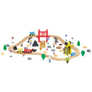 VEVOR Koka vilciena komplekts 70 gab. ar magnētisko celtni, koka dzelzceļa rotaļlieta bērniem 3–8 gadiem, būvniecības tematikas dzelzceļa komplekts, savietojams ar populāriem zīmoliem, Ziemassvētku vai dzimšanas dienas dāvana zēniem un meitenēm