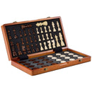 VEVOR magnētiskais koka šaha komplekts, 381 mm 2 vienā šaha un dambretes spēļu komplekts, salokāma šaha galda spēle pieaugušajiem un bērniem, 2 dāmas, pārnēsājams ceļojumu komplekts turnīriem, profesionāļiem un iesācējiem