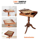 VEVOR 3 vienā šaha, dambretes un bekgemona galda komplekts, 457 mm premium koka šaha galds, luksusa kombinētais spēļu galda mēbeļu komplekts, galda spēļu dāvana ģimenei - ZEMLETES.LV