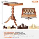 VEVOR 3 vienā šaha, dambretes un bekgemona galda komplekts, 457 mm premium koka šaha galds, luksusa kombinētais spēļu galda mēbeļu komplekts, galda spēļu dāvana ģimenei - ZEMLETES.LV