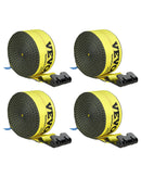 VEVOR vinčas siksnas, 10,2 cm × 9,1 m, kravnesība 2722 kg, pārrāvuma izturība 8165 kg, kravas stiprināšanas siksnas ar plakano āķi, piekabēm, platformām, lauksaimniecībai, glābšanas darbiem un koku aizsardzībai, dzeltenas, 4 gab.