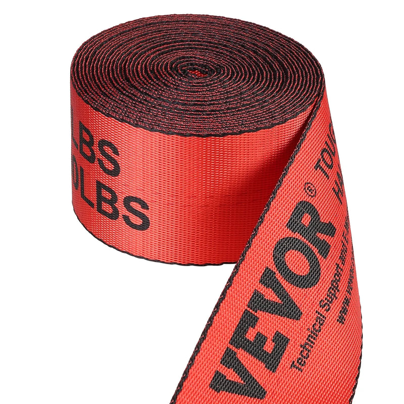 VEVOR vinčas siksnas, 10,2 cm × 9,1 m, kravnesība 2722 kg, pārrāvuma izturība 8165 kg, kravas stiprināšanas siksnas ar plakano āķi, piekabēm, platformām, lauksaimniecībai, glābšanas darbiem un koku aizsardzībai, sarkanas, 10 gab.