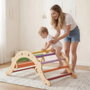 VEVOR 9-in-1 Pikler trijstūra Montessori kāpšanas komplekts bērniem, salokāms, ar rampu, loku, spilvenu un 2 koka automašīnām, slodze līdz 68 kg, varavīksnes krāsu dizains