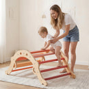 VEVOR 9-in-1 Pikler trijstūra Montessori kāpšanas komplekts bērniem, salokāms, ar rampu, loku, spilvenu un 2 koka automašīnām, slodze līdz 68 kg, oranžs