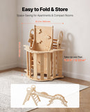 VEVOR 9-in-1 Pikler trijstūra Montessori kāpšanas komplekts bērniem, salokāms, ar rampu, loku, spilvenu un 2 koka automašīnām, slodze līdz 68 kg, koka krāsā